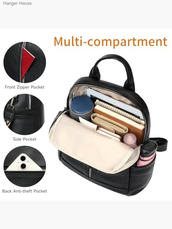 PU Leather Fashion Backpack Purse with Zipper Closure for Women main image 6
